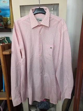 Camisa Lacoste cuadros rosa hombre