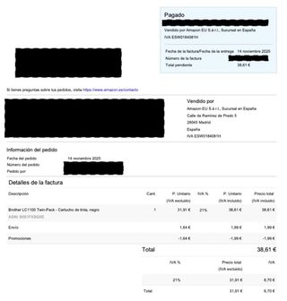 ORIGINAL Brother LC1100 Cartucho Tinta Negro