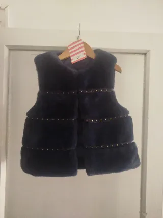 Chaleco niña azul peluche