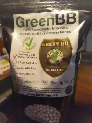 Bolas Airsoft Green BB 0,20gr 5000 uds