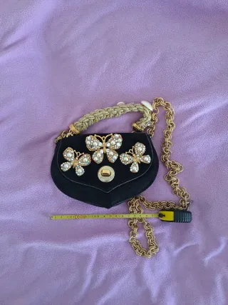 Bolso fiesta negro mariposas perlas