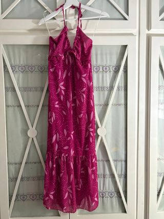 Vestido largo rosa estampado floral