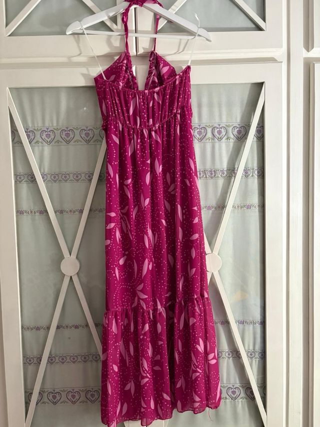 Vestido largo rosa estampado floral