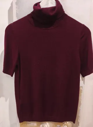 Jersey Mango cuello vuelto granate