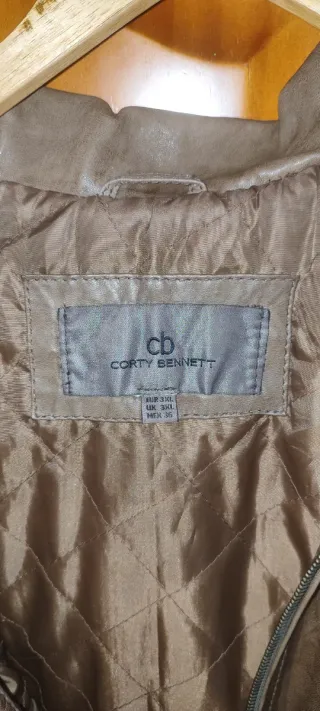 Cazadora de piel mujer marrón