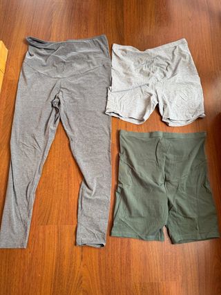 3 Mallas Premamá (1 Larga, 2 Cortas) + camiseta