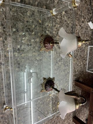 Pareja Lámparas Vintage Tulipa Tallada