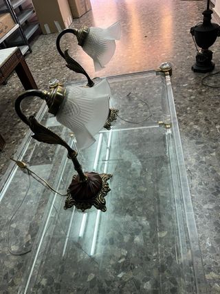 Pareja Lámparas Vintage Tulipa Tallada