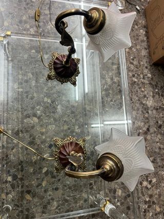 Pareja Lámparas Vintage Tulipa Tallada