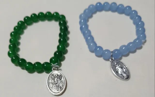Pulseras con medallas San Miguel y V.Milagrosa