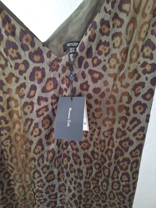 Vestido Massimo Dutti Seda Animal Print Talla S