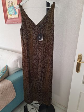 Vestido Massimo Dutti Seda Animal Print Talla S