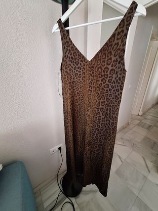 Vestido Massimo Dutti Seda Animal Print Talla S