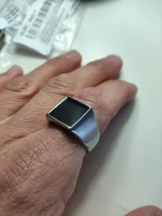 Anillo Sello Acero Inoxidable Negro Hombre