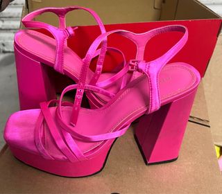 Zapatos de fiesta rosa tacón plataforma