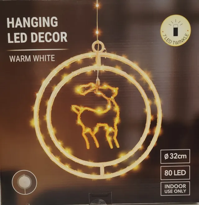 Decoração LED Pendente Aro Rena Quente