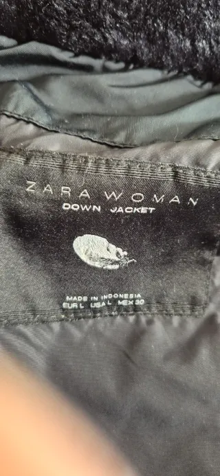 Anorak Zara Plumas Negro Talla L