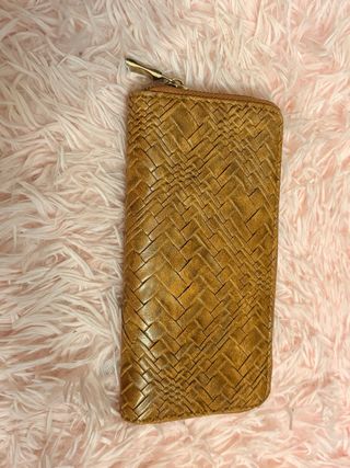 Portafoglio donna intrecciato marrone