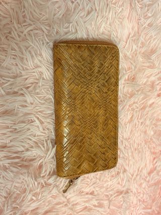 Portafoglio donna intrecciato marrone