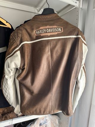 Chaqueta Cuero Harley-Davidson Marrón y Blanca