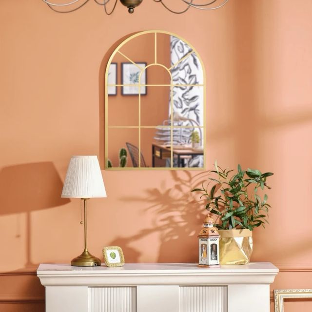 Espejo Decorativo Arco Dorado