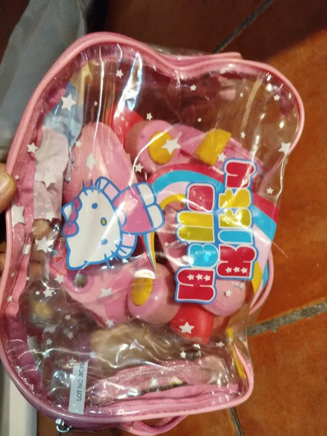 Patines conBolsa Hello Kitty transparente. T 28-30