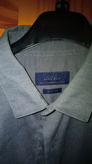 Camisa Zara Gris Manga Larga