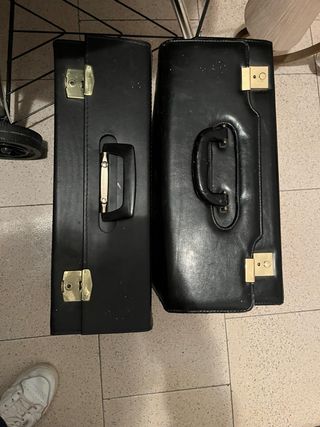 Maletines de cuero negros de piloto