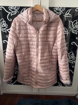 Chaqueta acolchada mujer rosa reversible