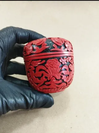 Caja de té china lacada en cinabrio