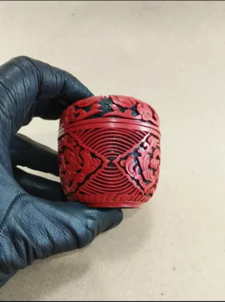 Caja de té china lacada en cinabrio