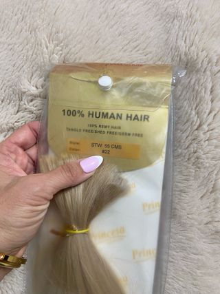 extensiones Cabello natural rubio 55cm, 100 gr.