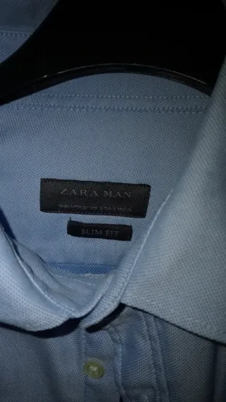 Camisa Zara Slim Fit Talla S Azul
