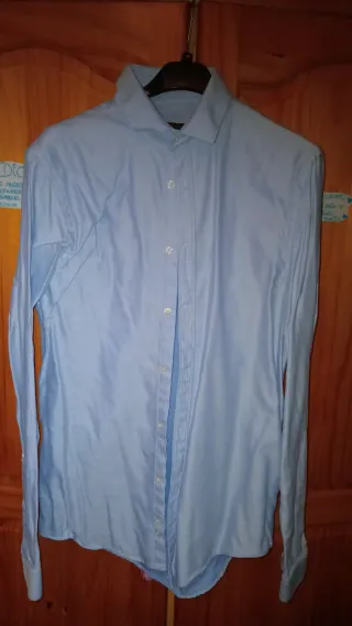Camisa Zara Slim Fit Talla S Azul