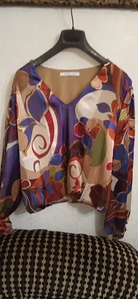 Blusa donna manica lunga XL fantasia floreale