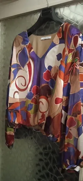 Blusa donna manica lunga XL fantasia floreale