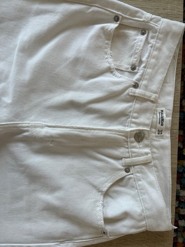 Pantalón recto talle alto Pull&Bear blanco