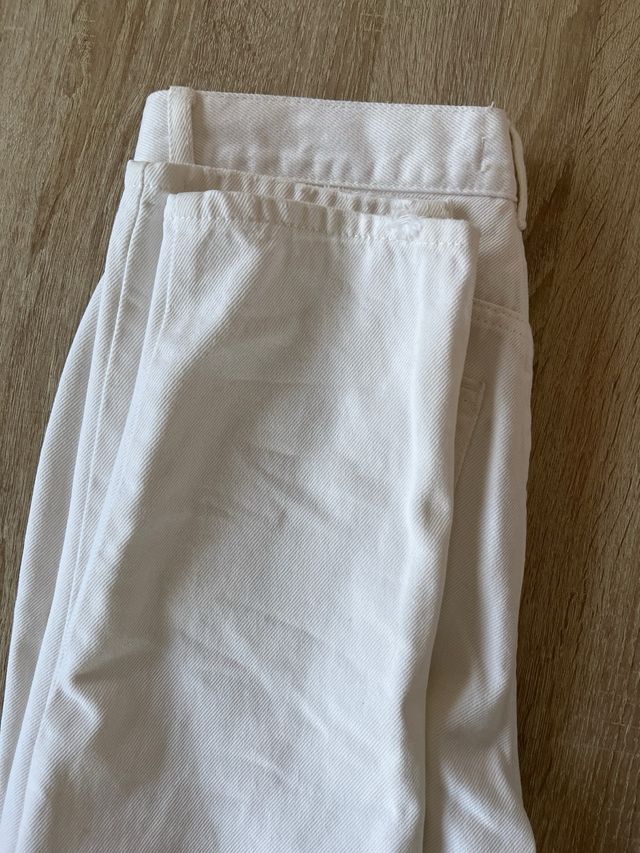 Pantalón recto talle alto Pull&Bear blanco