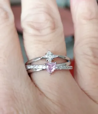 Anello S925 con zirconi rosa e stella