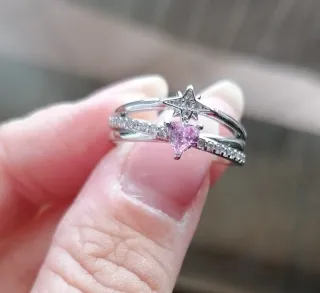 Anello S925 con zirconi rosa e stella