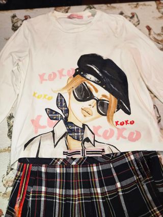 Completo bambina maglia e gonna scozzese