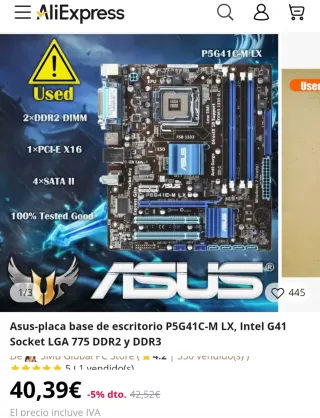 Placa Base Asus P5G41C-M LX LGA 775 DDR2/DDR3