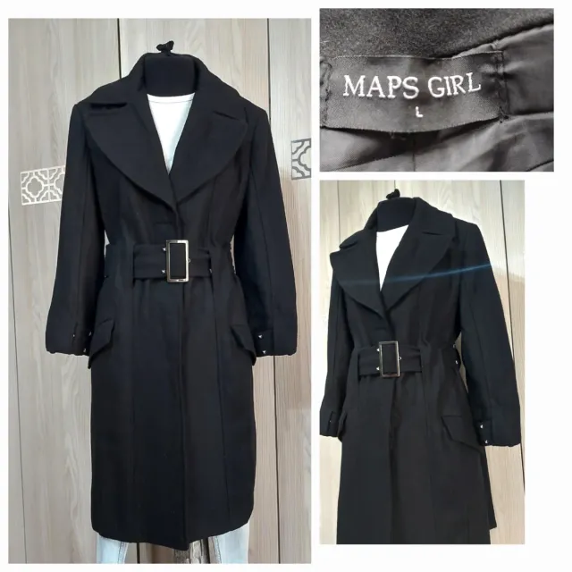 Cappotto MAPS GIRL,misto lana con cintura.taglia L