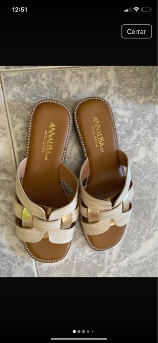 Sandalias Annalisa Piel Beige y Doradas