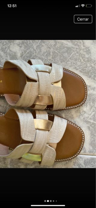Sandalias Annalisa Piel Beige y Doradas