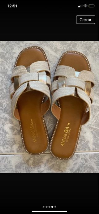 Sandalias Annalisa Piel Beige y Doradas