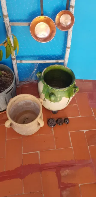 Lote Olza cazos cobre y pesas