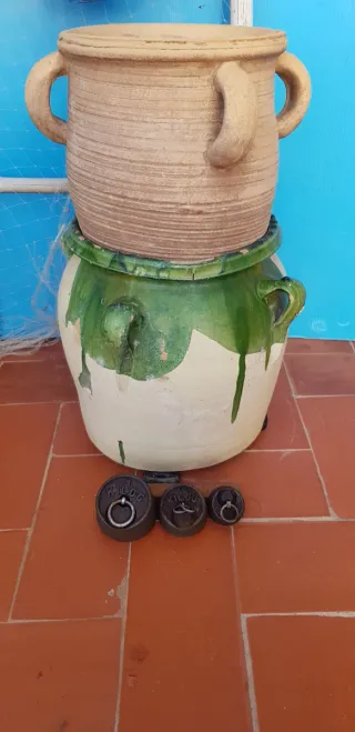 Lote Olza cazos cobre y pesas