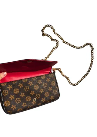 Bolso marrón, cartera y tarjetera, bolso elegante