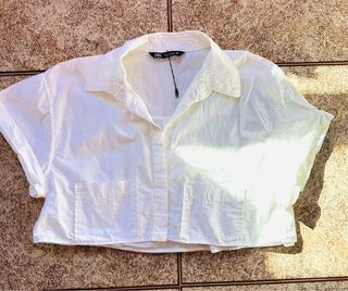 Camisa Zara Blanca Manga Corta Talla M
